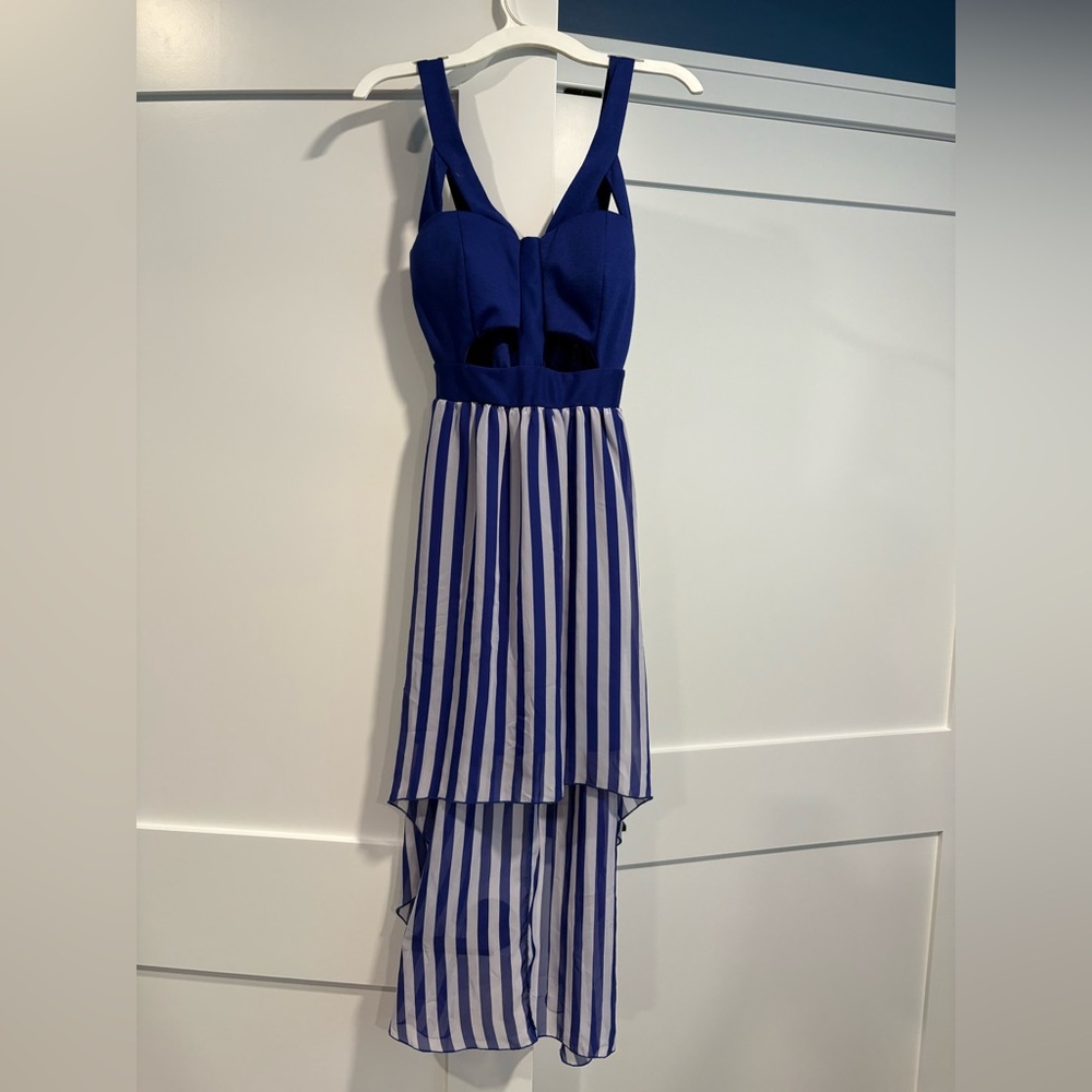 Blue and White Striped Dress